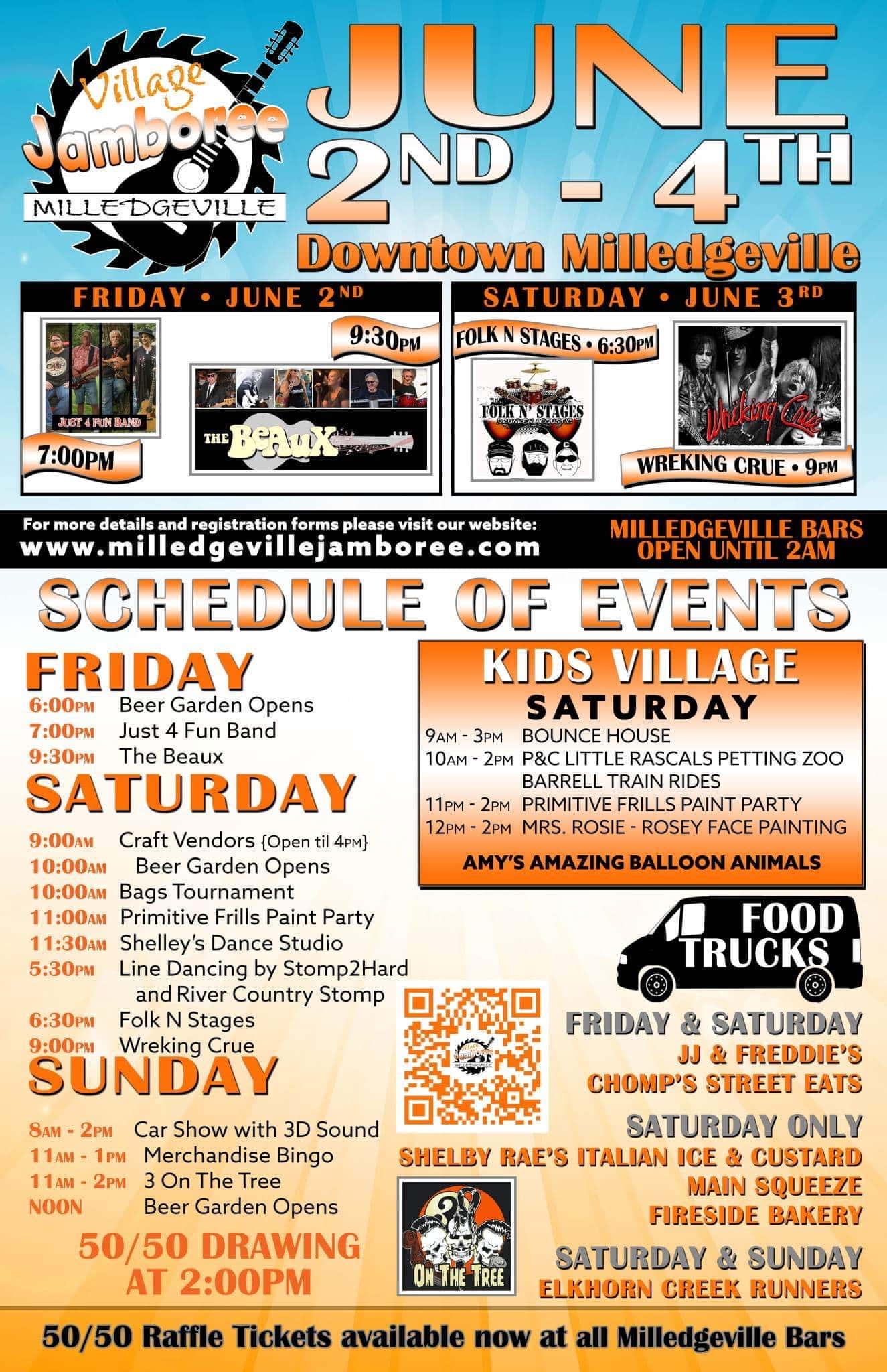 A poster for the Milledgeville Jamboree, taking place June 2 through June 4.
